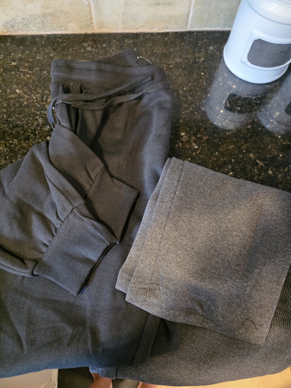 Free Planet Men's Black And Charcoal Grey Sweatpants with Drawstring Waist
